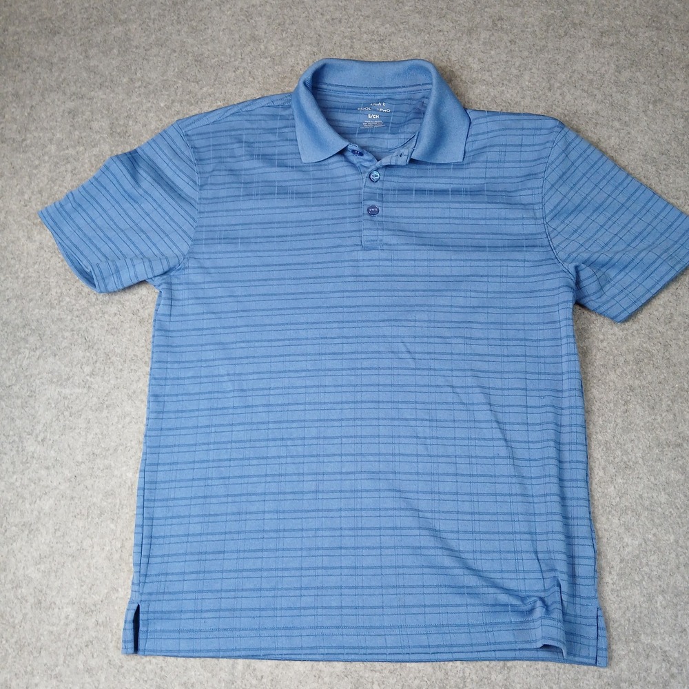 GGAR Polo Shirt Mens Small Blue Cool Pro Short Sleeve Striped Performance